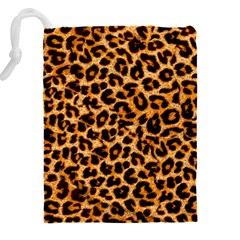 Leopard Skin Texture Macro, Brown Drawstring Pouch (4XL) from ArtsNow.com Back