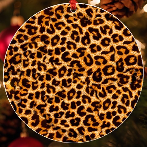 Leopard Skin Texture Macro, Brown UV Print Acrylic Ornament Round from ArtsNow.com Front