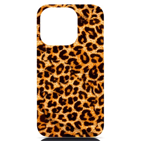 Leopard Skin Texture Macro, Brown iPhone 14 Pro Black UV Print Case from ArtsNow.com Front