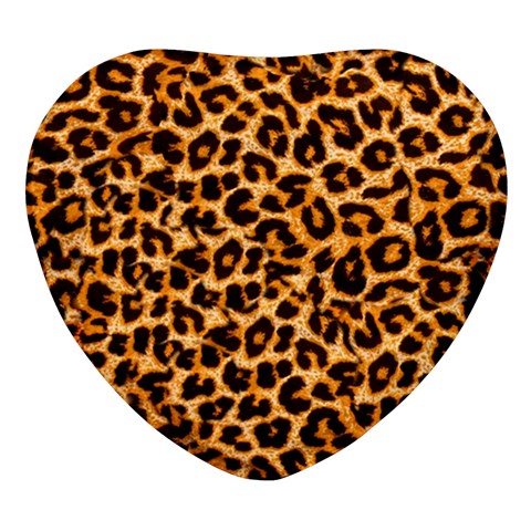 Leopard Skin Texture Macro, Brown Heart Glass Fridge Magnet (4 pack) from ArtsNow.com Front