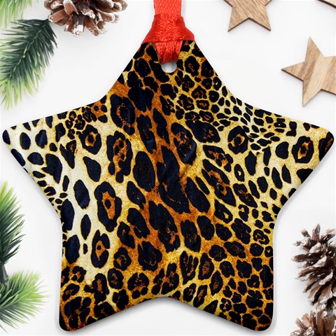 Leopard Skin Texture, Macro, Brown Ornament (Star) from ArtsNow.com Front