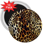 Leopard Skin Texture, Macro, Brown 3  Magnets (10 pack) 