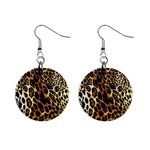 Leopard Skin Texture, Macro, Brown Mini Button Earrings