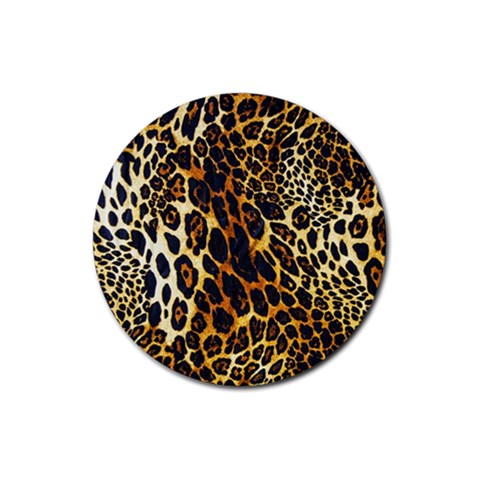 Leopard Skin Texture, Macro, Brown Rubber Round Coaster (4 pack) from ArtsNow.com Front