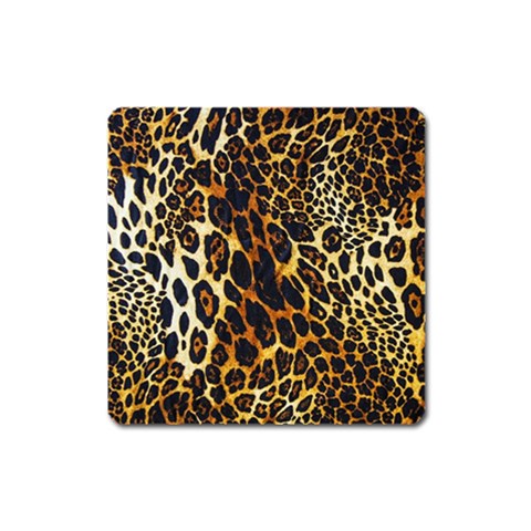 Leopard Skin Texture, Macro, Brown Square Magnet from ArtsNow.com Front