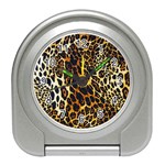 Leopard Skin Texture, Macro, Brown Travel Alarm Clock