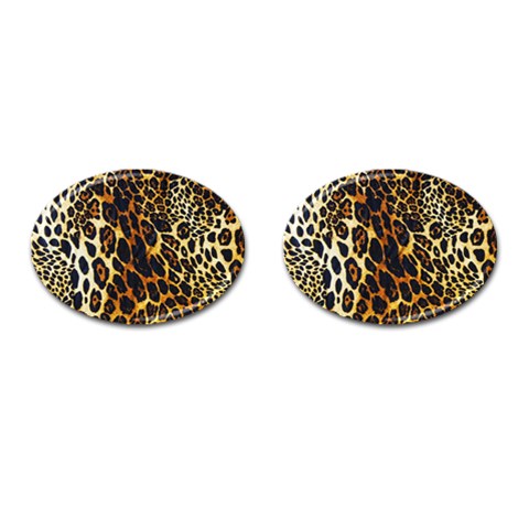 Leopard Skin Texture, Macro, Brown Cufflinks (Oval) from ArtsNow.com Front(Pair)