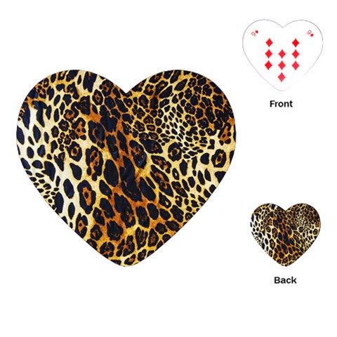 Leopard Skin Texture, Macro, Brown Playing Cards Single Design (Heart) from ArtsNow.com Front