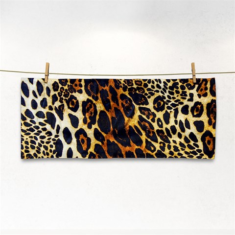 Leopard Skin Texture, Macro, Brown Hand Towel from ArtsNow.com Front