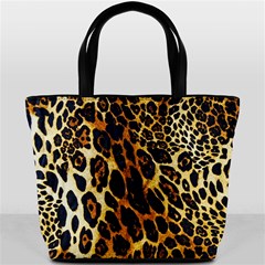 Leopard Skin Texture, Macro, Brown Bucket Bag from ArtsNow.com Back