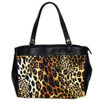 Leopard Skin Texture, Macro, Brown Oversize Office Handbag (2 Sides)