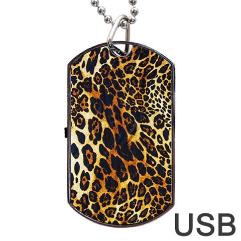 Leopard Skin Texture, Macro, Brown Dog Tag USB Flash (One Side) from ArtsNow.com Front