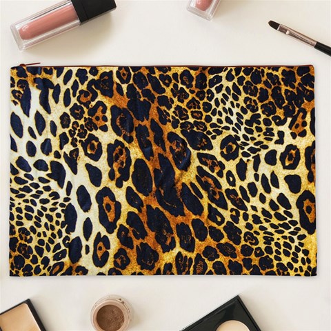 Leopard Skin Texture, Macro, Brown Cosmetic Bag (XXL) from ArtsNow.com Front