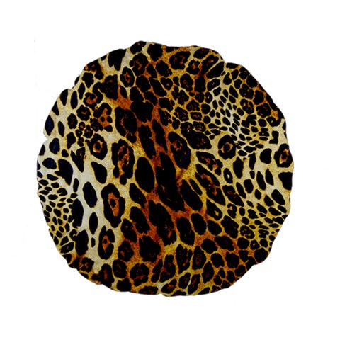 Leopard Skin Texture, Macro, Brown Standard 15  Premium Round Cushions from ArtsNow.com Front