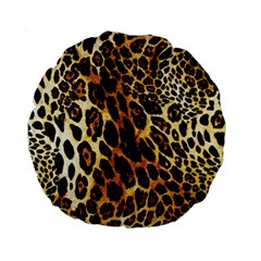 Leopard Skin Texture, Macro, Brown Standard 15  Premium Round Cushions from ArtsNow.com Front