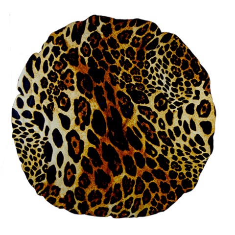 Leopard Skin Texture, Macro, Brown Large 18  Premium Round Cushions from ArtsNow.com Front