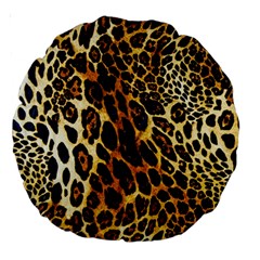 Leopard Skin Texture, Macro, Brown Large 18  Premium Round Cushions from ArtsNow.com Back