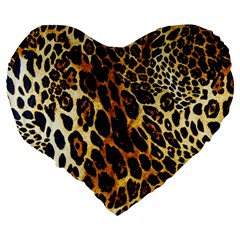 Leopard Skin Texture, Macro, Brown Large 19  Premium Heart Shape Cushions from ArtsNow.com Back