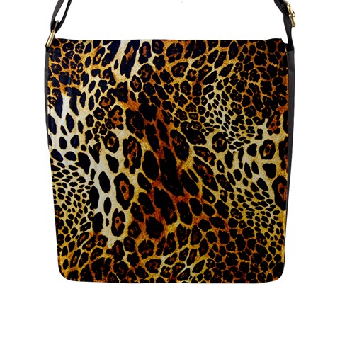 Leopard Skin Texture, Macro, Brown Flap Closure Messenger Bag (L) from ArtsNow.com Front