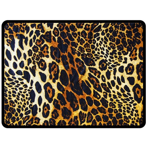 Leopard Skin Texture, Macro, Brown Two Sides Fleece Blanket (Large) from ArtsNow.com 80 x60  Blanket Front