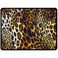 Leopard Skin Texture, Macro, Brown Two Sides Fleece Blanket (Large) from ArtsNow.com 80 x60  Blanket Front