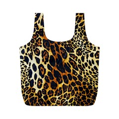 Leopard Skin Texture, Macro, Brown Full Print Recycle Bag (M) from ArtsNow.com Front