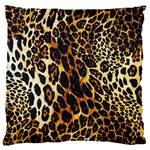 Leopard Skin Texture, Macro, Brown Large Premium Plush Fleece Cushion Case (One Side)