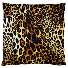 Leopard Skin Texture, Macro, Brown Large Premium Plush Fleece Cushion Case (Two Sides) from ArtsNow.com Front