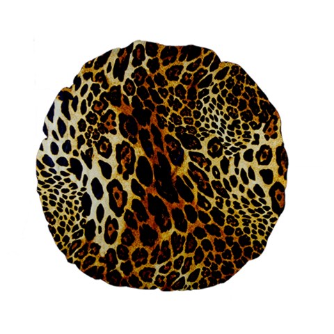 Leopard Skin Texture, Macro, Brown Standard 15  Premium Flano Round Cushions from ArtsNow.com Front