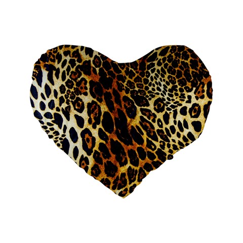 Leopard Skin Texture, Macro, Brown Standard 16  Premium Flano Heart Shape Cushions from ArtsNow.com Front