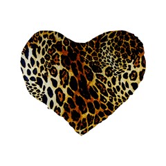 Leopard Skin Texture, Macro, Brown Standard 16  Premium Flano Heart Shape Cushions from ArtsNow.com Back