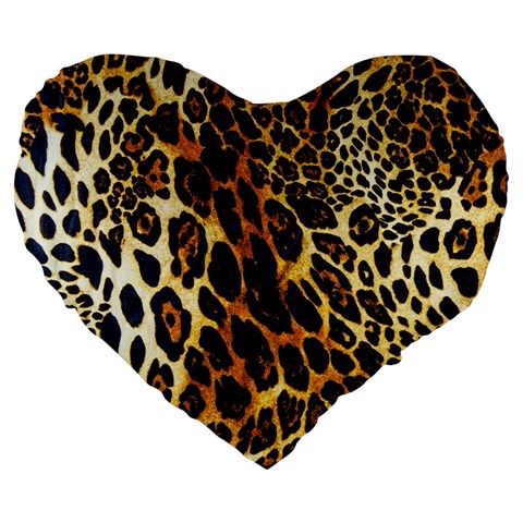 Leopard Skin Texture, Macro, Brown Large 19  Premium Flano Heart Shape Cushions from ArtsNow.com Front