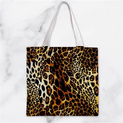 Leopard Skin Texture, Macro, Brown Zipper Grocery Tote Bag from ArtsNow.com Front