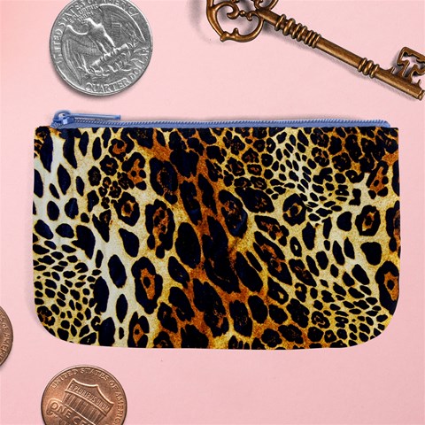 Leopard Skin Texture, Macro, Brown Large Coin Purse from ArtsNow.com Front