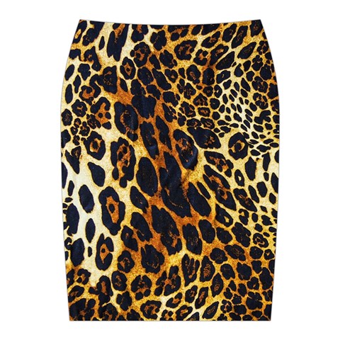 Leopard Skin Texture, Macro, Brown Midi Wrap Pencil Skirt from ArtsNow.com Back