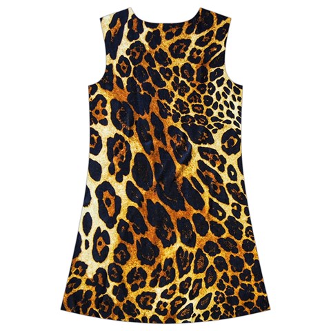 Leopard Skin Texture, Macro, Brown Kids  Short Sleeve Velvet Dress from ArtsNow.com Back