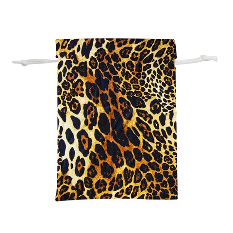 Leopard Skin Texture, Macro, Brown Lightweight Drawstring Pouch (S) from ArtsNow.com Front