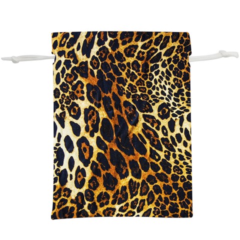 Leopard Skin Texture, Macro, Brown Lightweight Drawstring Pouch (XL) from ArtsNow.com Front