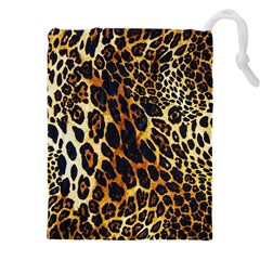 Leopard Skin Texture, Macro, Brown Drawstring Pouch (4XL) from ArtsNow.com Front