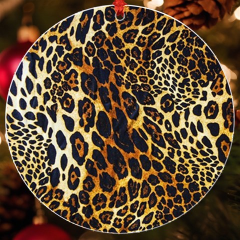 Leopard Skin Texture, Macro, Brown UV Print Acrylic Ornament Round from ArtsNow.com Front