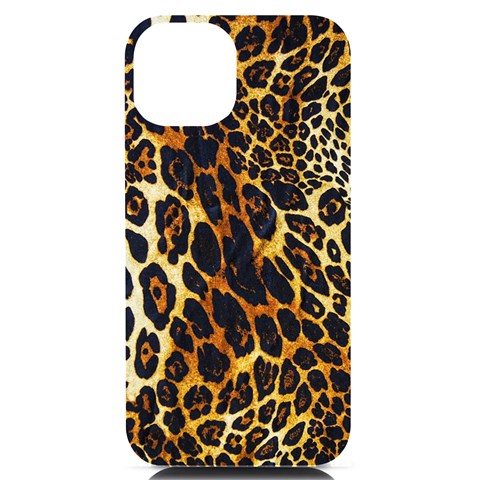 Leopard Skin Texture, Macro, Brown iPhone 14 Black UV Print Case from ArtsNow.com Front