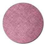 Pink Fabric Texture, Knitted Pink Texture, Round Mousepad