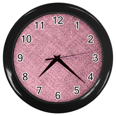 Pink Fabric Texture, Knitted Pink Texture, Wall Clock (Black) from ArtsNow.com Front