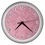 Pink Fabric Texture, Knitted Pink Texture, Wall Clock (Silver)