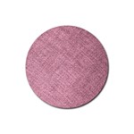 Pink Fabric Texture, Knitted Pink Texture, Rubber Coaster (Round)