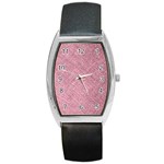 Pink Fabric Texture, Knitted Pink Texture, Barrel Style Metal Watch