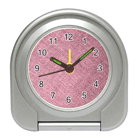 Pink Fabric Texture, Knitted Pink Texture, Travel Alarm Clock from ArtsNow.com Front