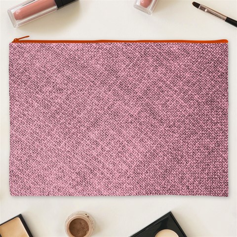 Pink Fabric Texture, Knitted Pink Texture, Cosmetic Bag (XXXL) from ArtsNow.com Front