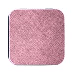 Pink Fabric Texture, Knitted Pink Texture, Square Metal Box (Black)