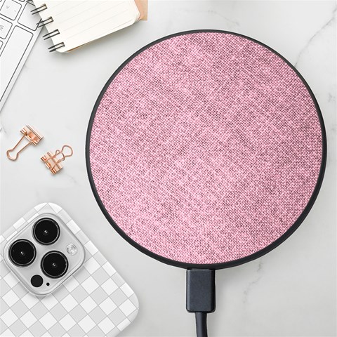 Pink Fabric Texture, Knitted Pink Texture, Wireless Fast Charger(Black) from ArtsNow.com Front